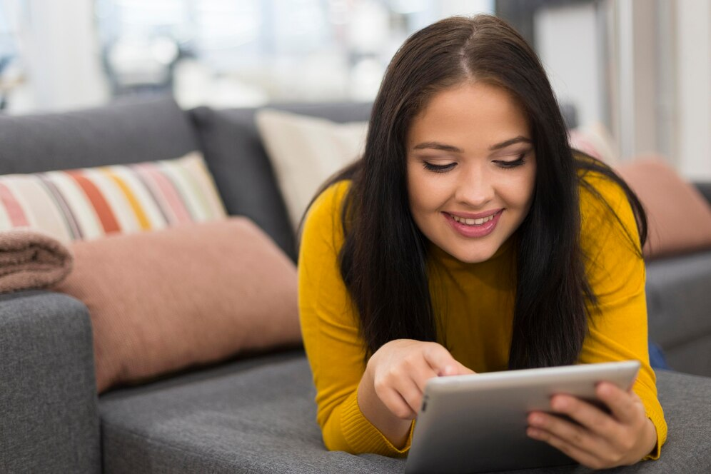 Female using a tablet